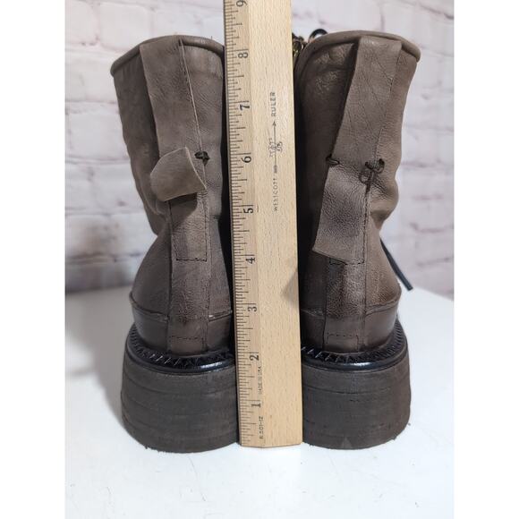 A.S. 98 Boots Lukie Brown Leather Shearling Lined Combat Ankle Boots Sz 40 AS 98 - Picture 7 of 16